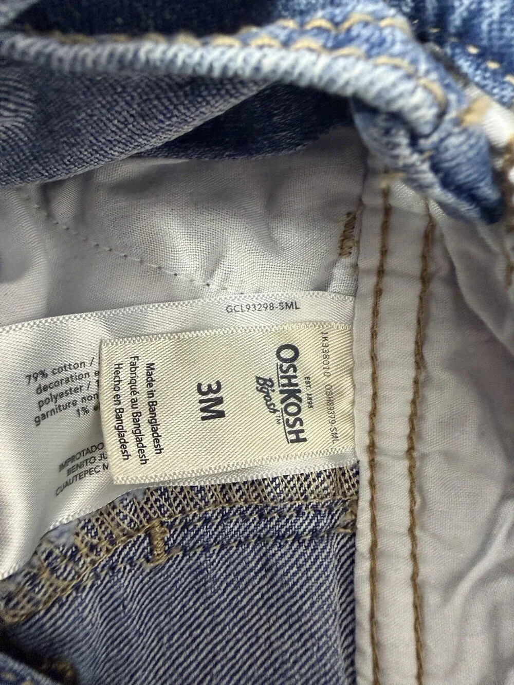 Oshkosh B’gosh Overalls Baby 3 Months With Floral Pattern Cuffs Jean Snaps